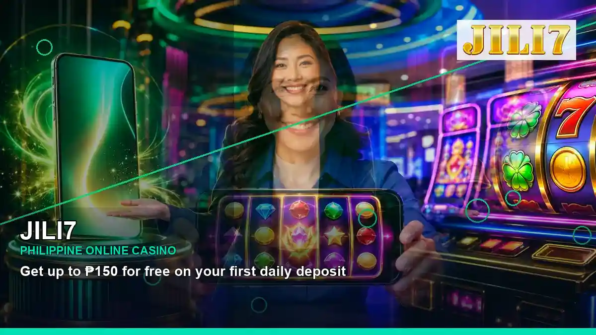 JILI7 first casino deposit and wallet options in a right close-up scene for the JILI7 brand search, casino access, games,