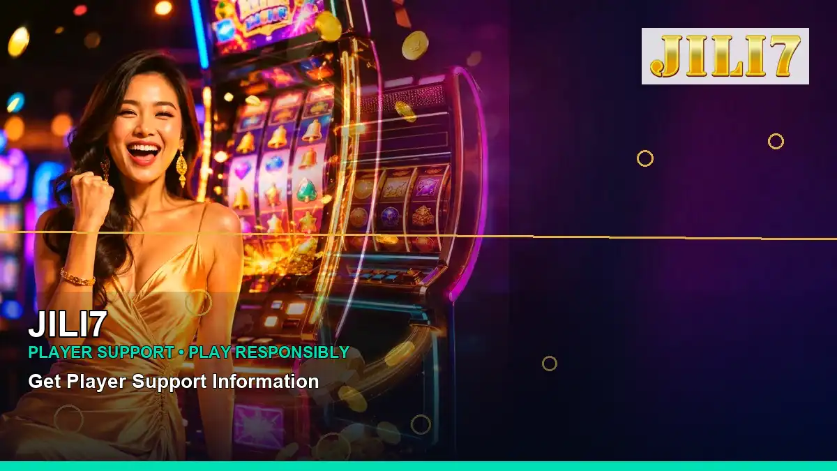 JILI7 luxury online slot games featuring an adult Filipina casino host with a left close-up composition